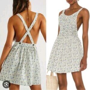 Free People Petunia Apron Cross-Back Floral Dress Size Small
